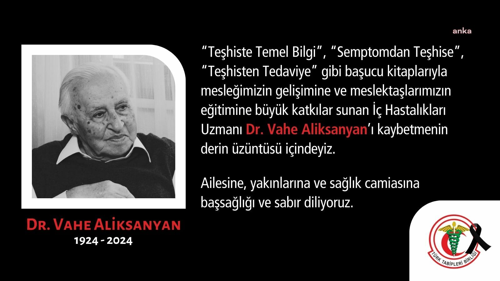 TTB ve İTO'dan Dr. Aliksanyan için başsağlığı mesajı