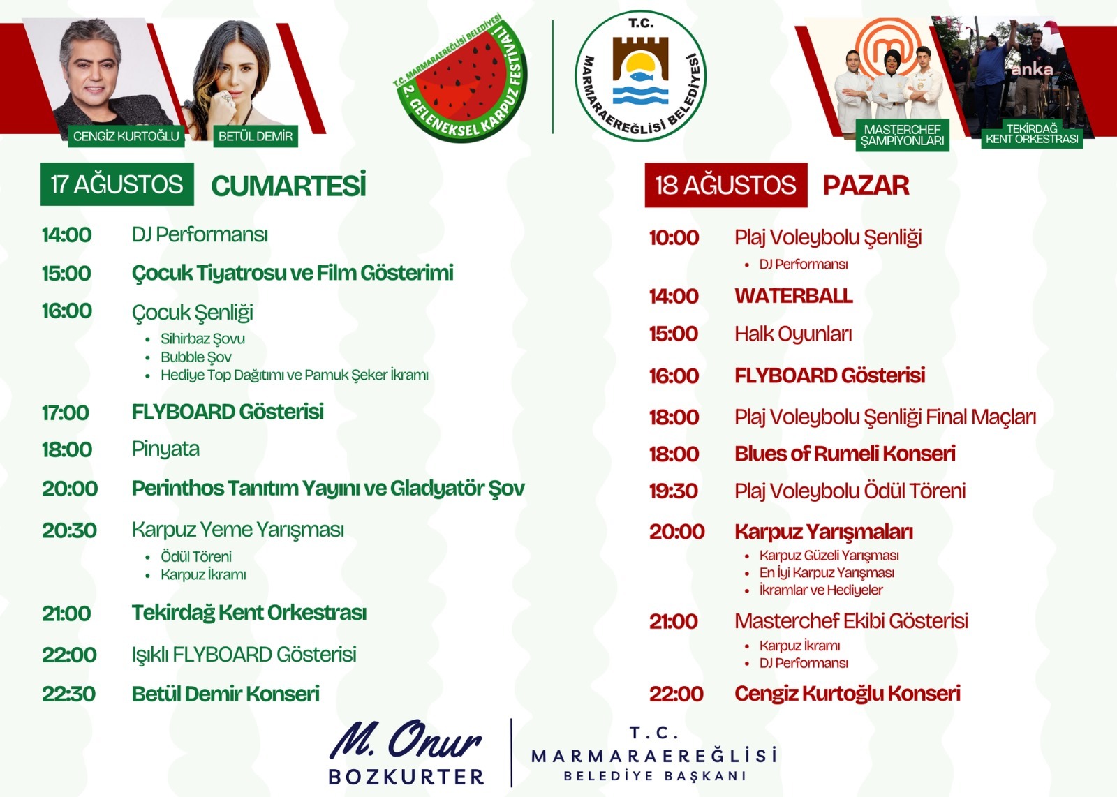 Marmaraereğlisi Belediyesi'nin düzenleyeceği Geleneksel Karpuz Festivali için geri sayım başladı