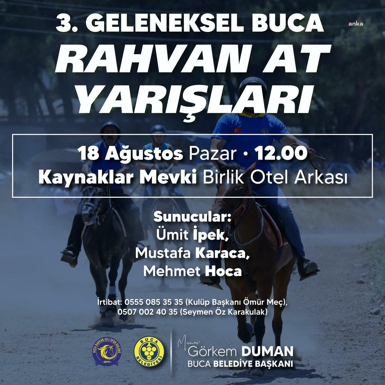 Buca’da 3. Geleneksel Rahvan At Yarışları 18 Ağustos'ta düzenlenecek