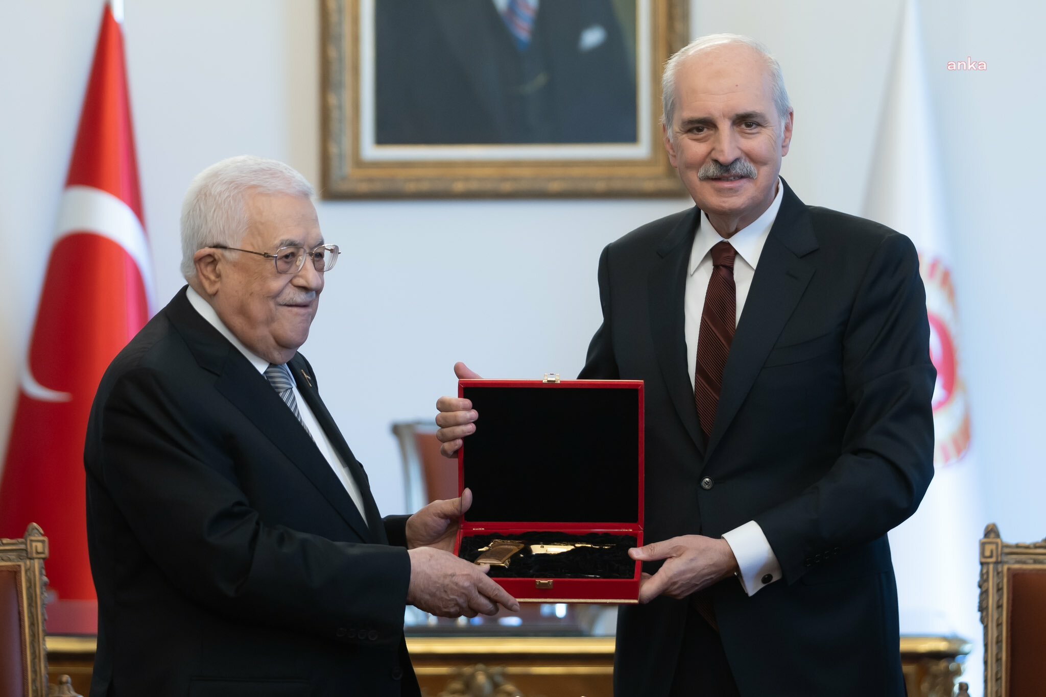 TBMM Başkanı Kurtulmuş, Filistin Devlet Başkanı Abbas'ı makamında ağırladı