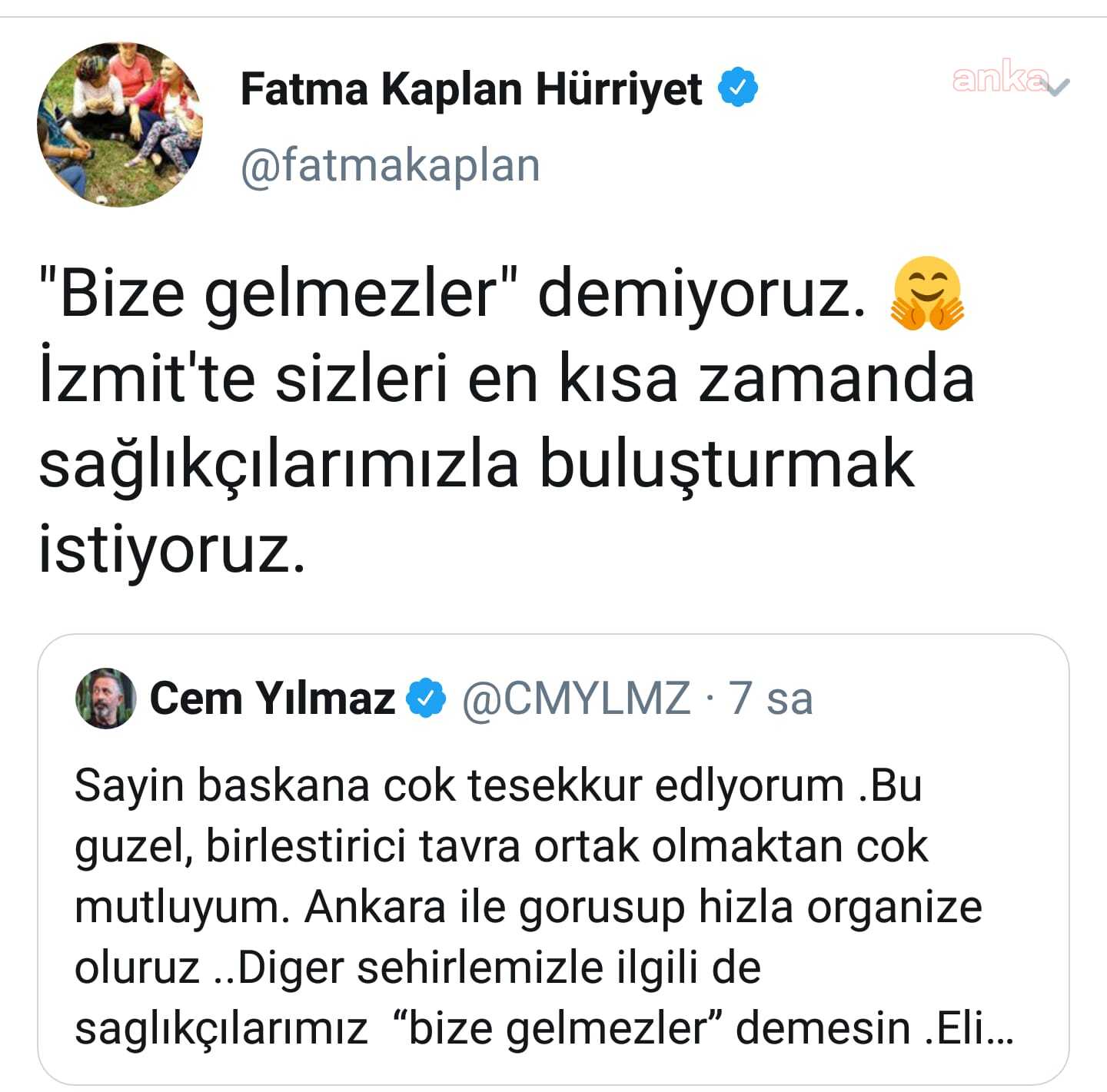 İZMİT BELEDİYE BAŞKANI HÜRRİYET'TEN CEM YILMAZ'A DAVET