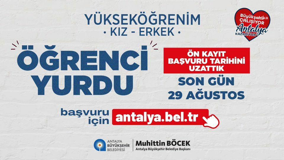 Antalya Büyükşehir’in yurtları üniversiteli gençleri bekliyor