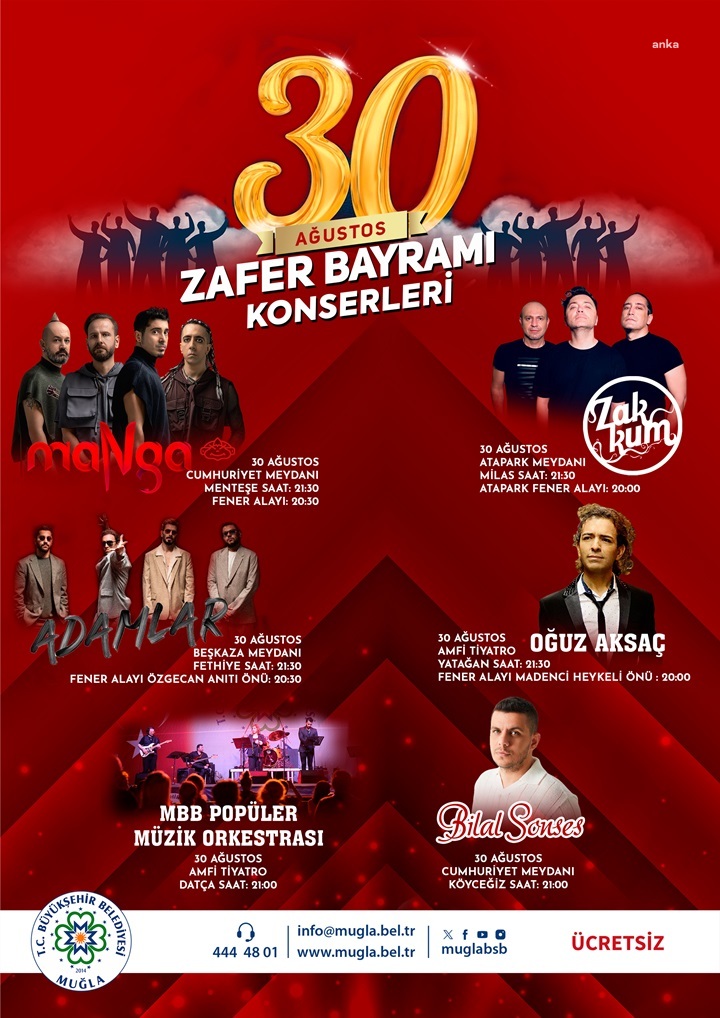 Muğla Büyükşehir Belediyesi, Zafer Bayramı’nı konserlerle kutlayacak