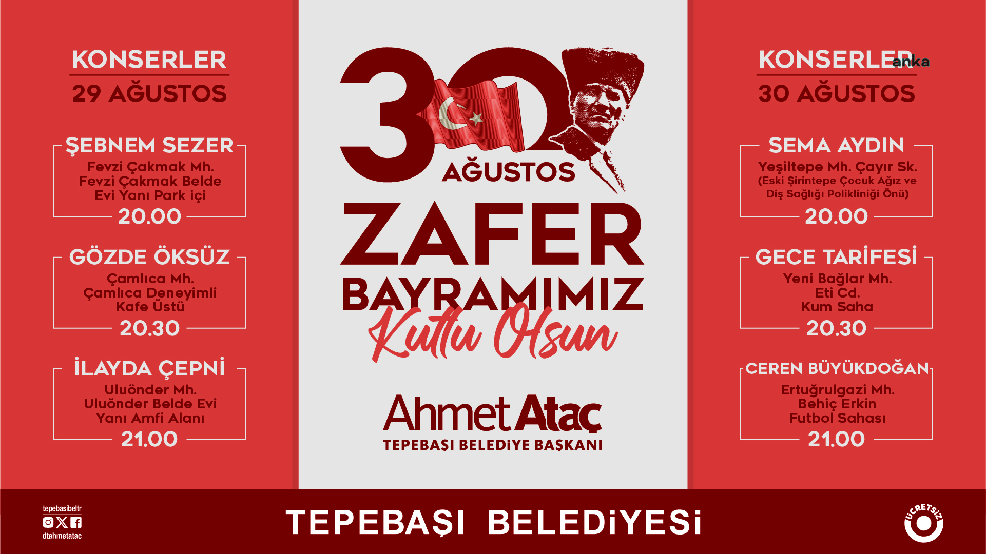 Tepebaşı Belediyesi, 30 Ağustos'u konserlerle kutlayacak