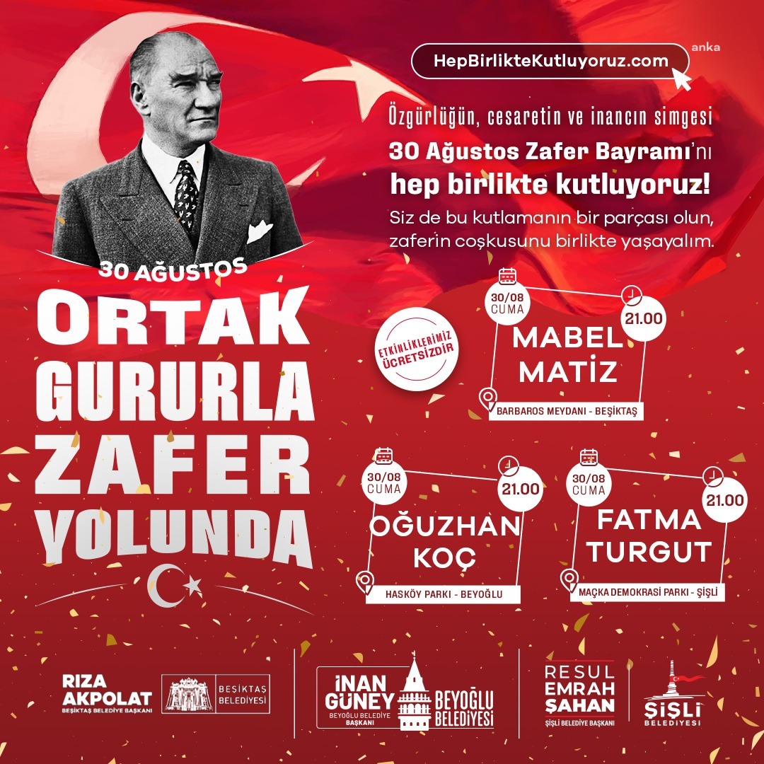 Zafer Bayramı'nda 3 belediyeden ortak kutlama