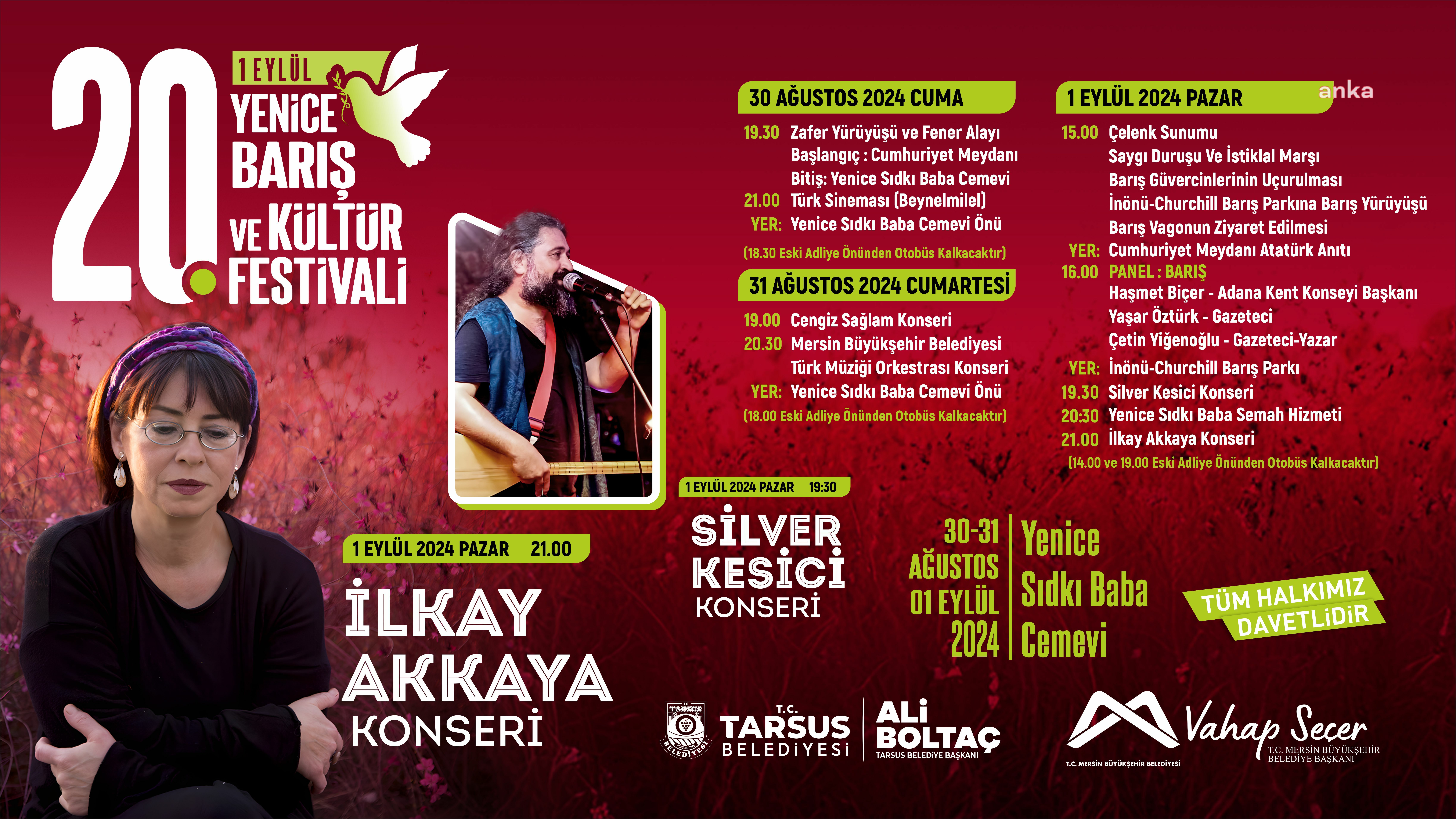 Tarsus’ta “20. Yenice Barış ve Kültür Festivali” başlıyor