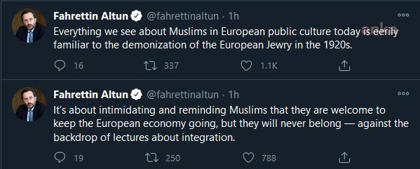 FAHRETTİN ALTUN: AVRUPA MÜSLÜMANLAR İÇİN TEHLİKELİ