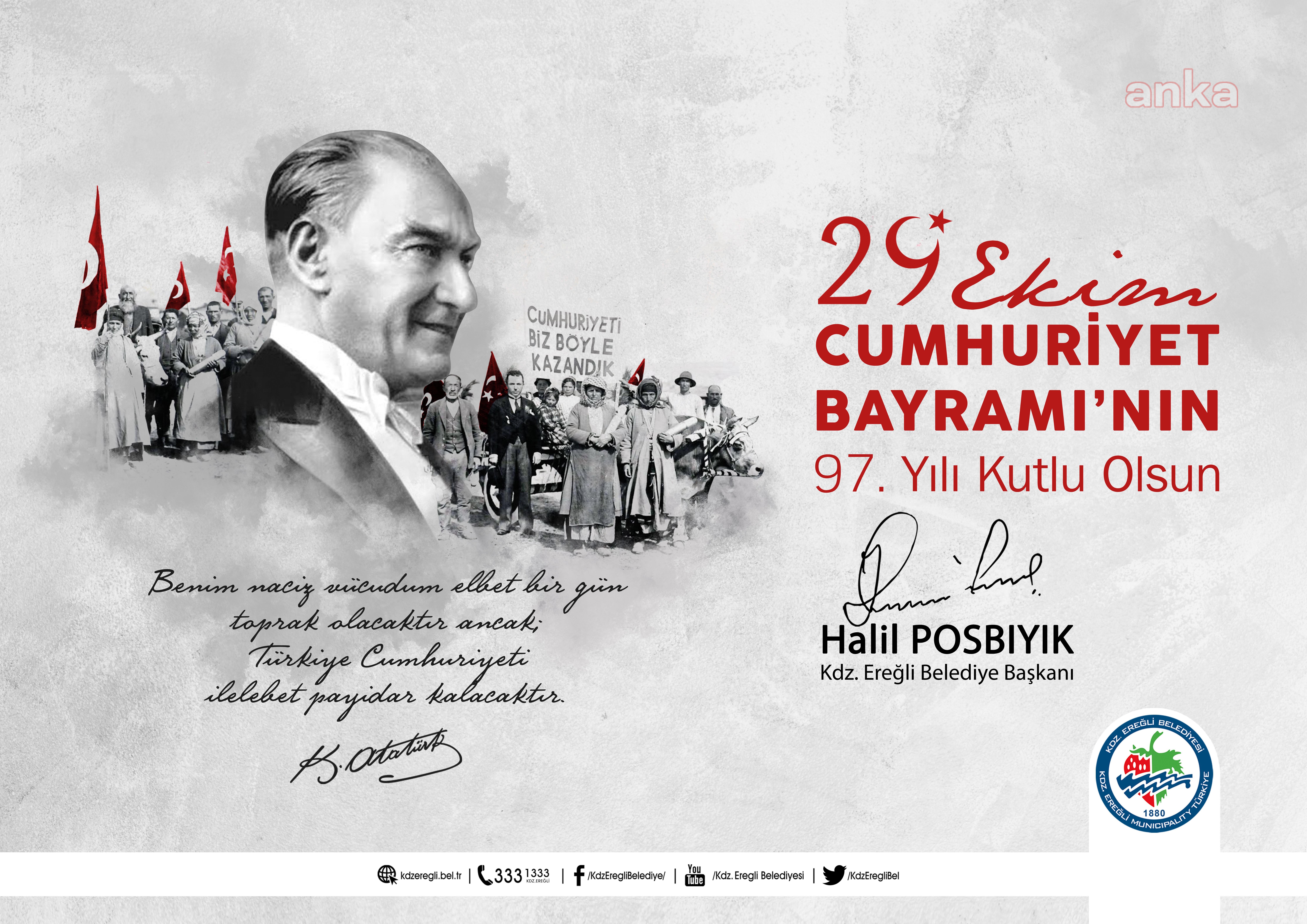 KDZ.EREĞLİ BELEDİYE BAŞKANI POSBIYIK, CUMHURİYET BAYRAMI’NI KUTLADI
