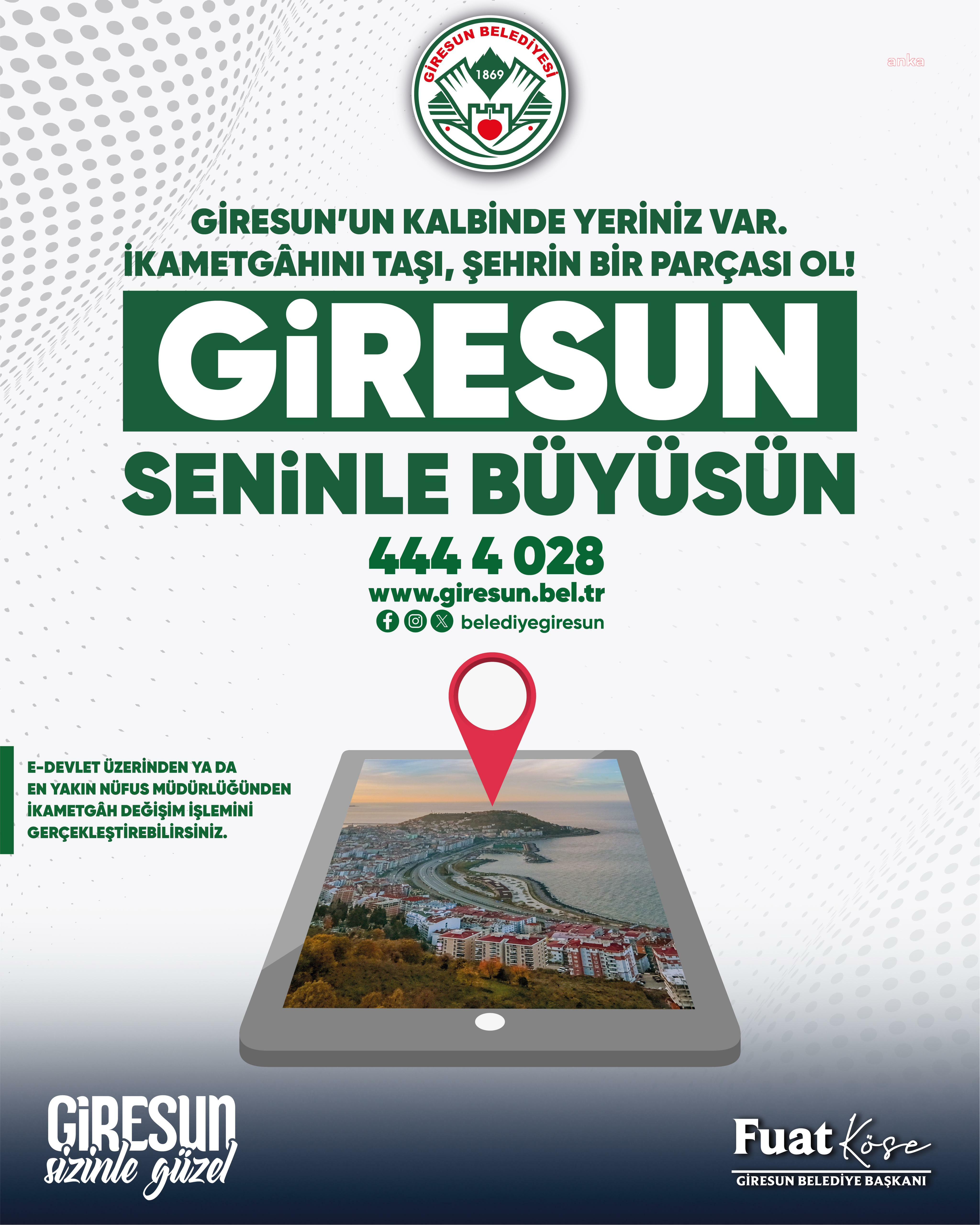 Giresun Belediye Başkanı Köse: ''İkametgahınızı şehir merkezine alın''