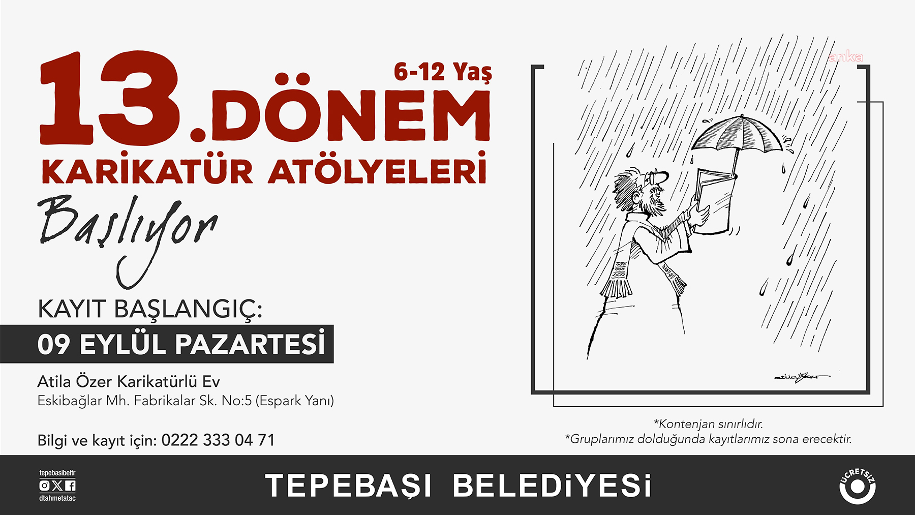 Tepebaşı Belediyesi karikatür atölyeleri kayıtları başlıyor