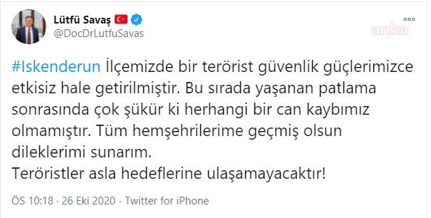BAŞKAN LÜTFÜ SAVAŞ: "TERÖRİSTLER ASLA HEDEFLERİNE ULAŞAMAYACAKTIR"