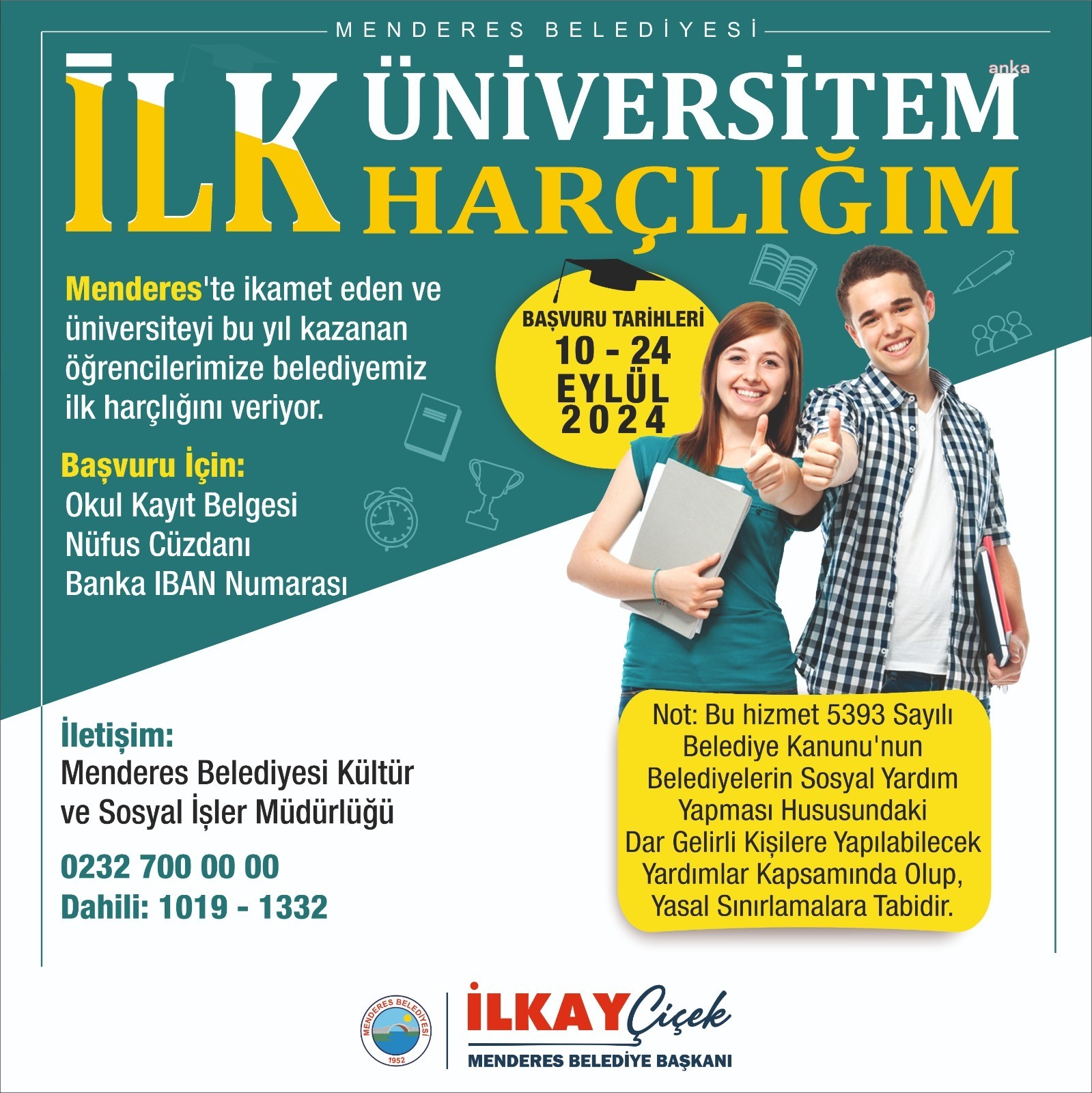 Menderes Belediyesi'nden ‘İlk Üniversitem İlk Harçlığım’ uygulaması