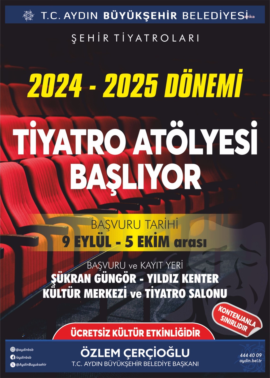 Aydın Büyükşehir Belediyesi'nin 'Tiyatro Atölyesi'ne kayıtlar başladı