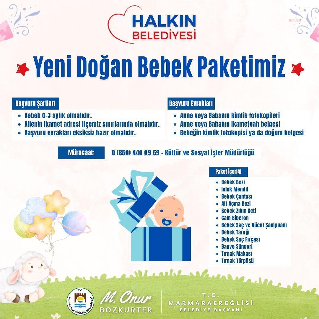 Marmaraereğlisi Belediyesi'nin ‘Yenidoğan Destek Paketi’ne başvurular başladı