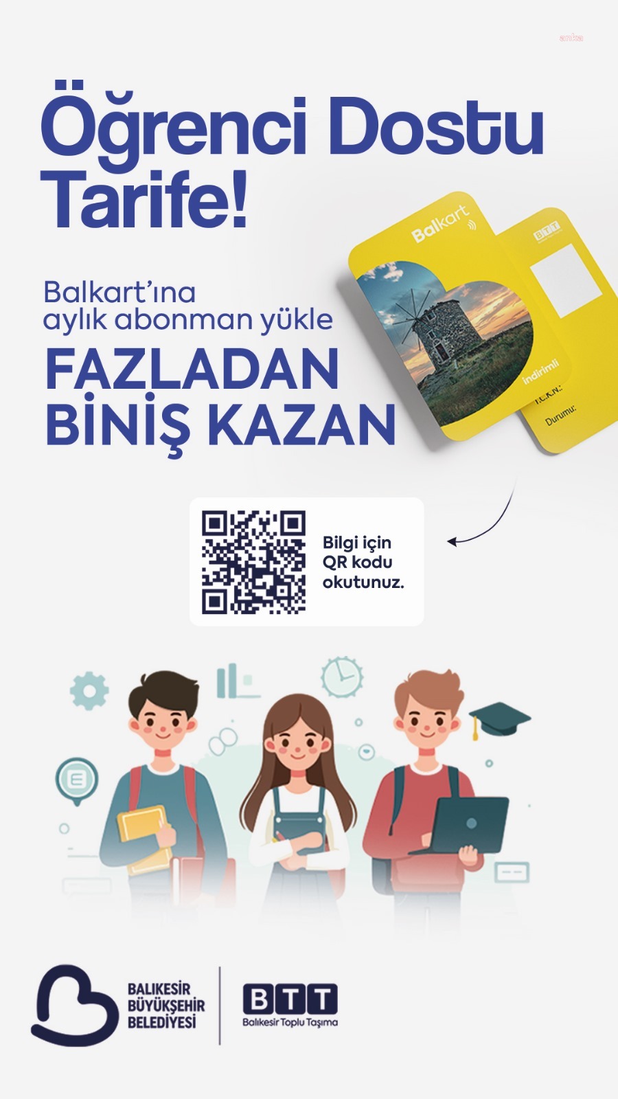 Balıkesir Büyükşehir Belediye iştiraki  BTT'den, öğrencilere özel abonman tarifeleri