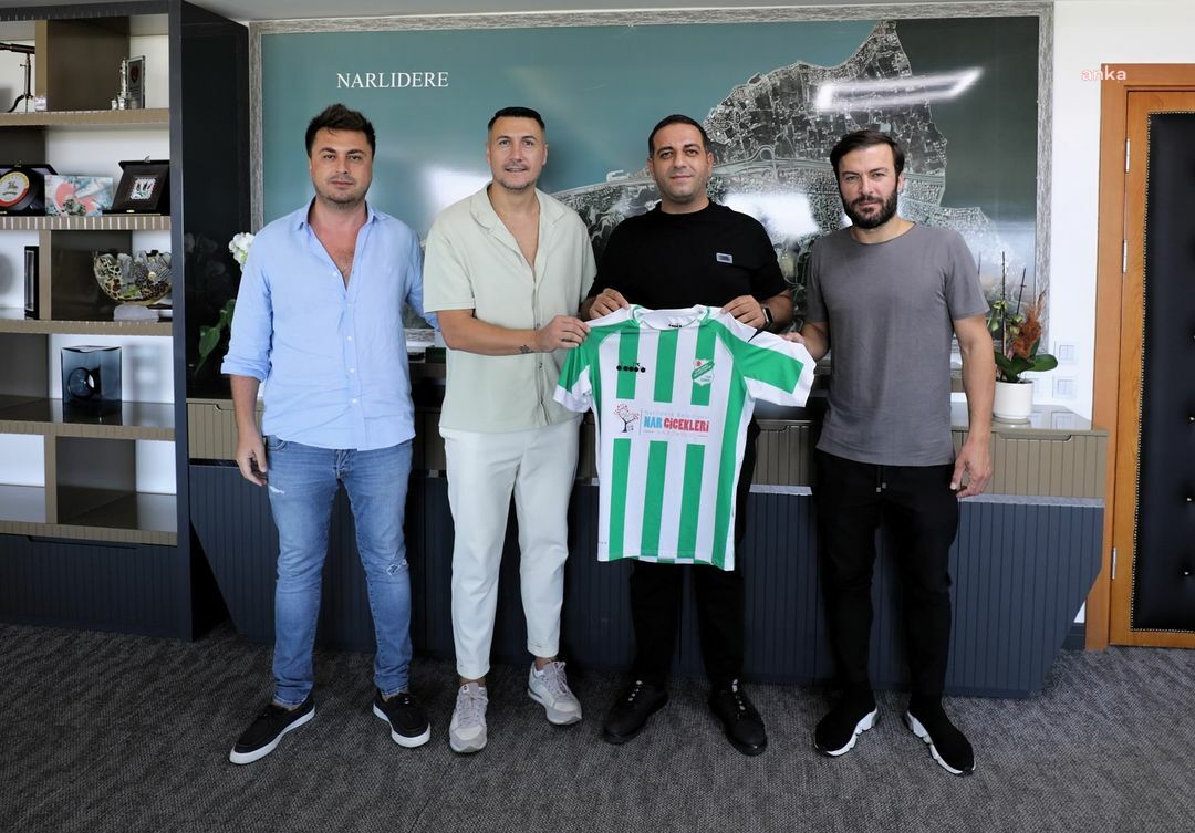Narlıdere Belediyespor’un transferleri Adis Jahovic ve Berkan Emir’den Başkan Erman Uzun’a ziyaret