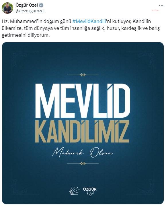 Özgür Özel,  Mevlid Kandili'ni kutladı