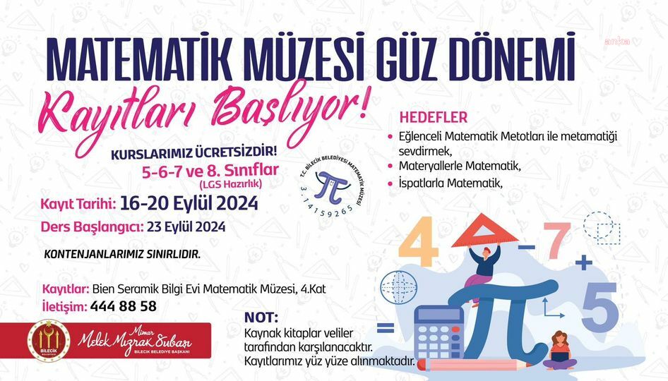 Bilecik Belediyesi'nden, 'Matematik'e Dokunmayan Kalmasın' eğitim faaliyeti