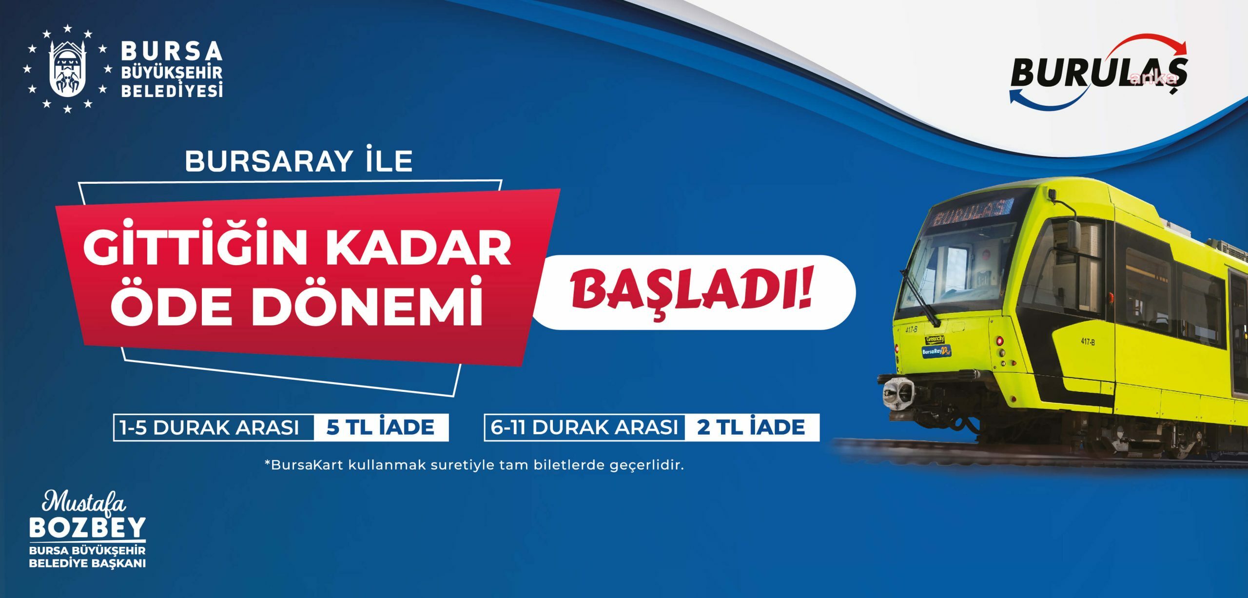 Bursa'da toplu ulaşımda ‘Gittiğin kadar öde’ dönemi