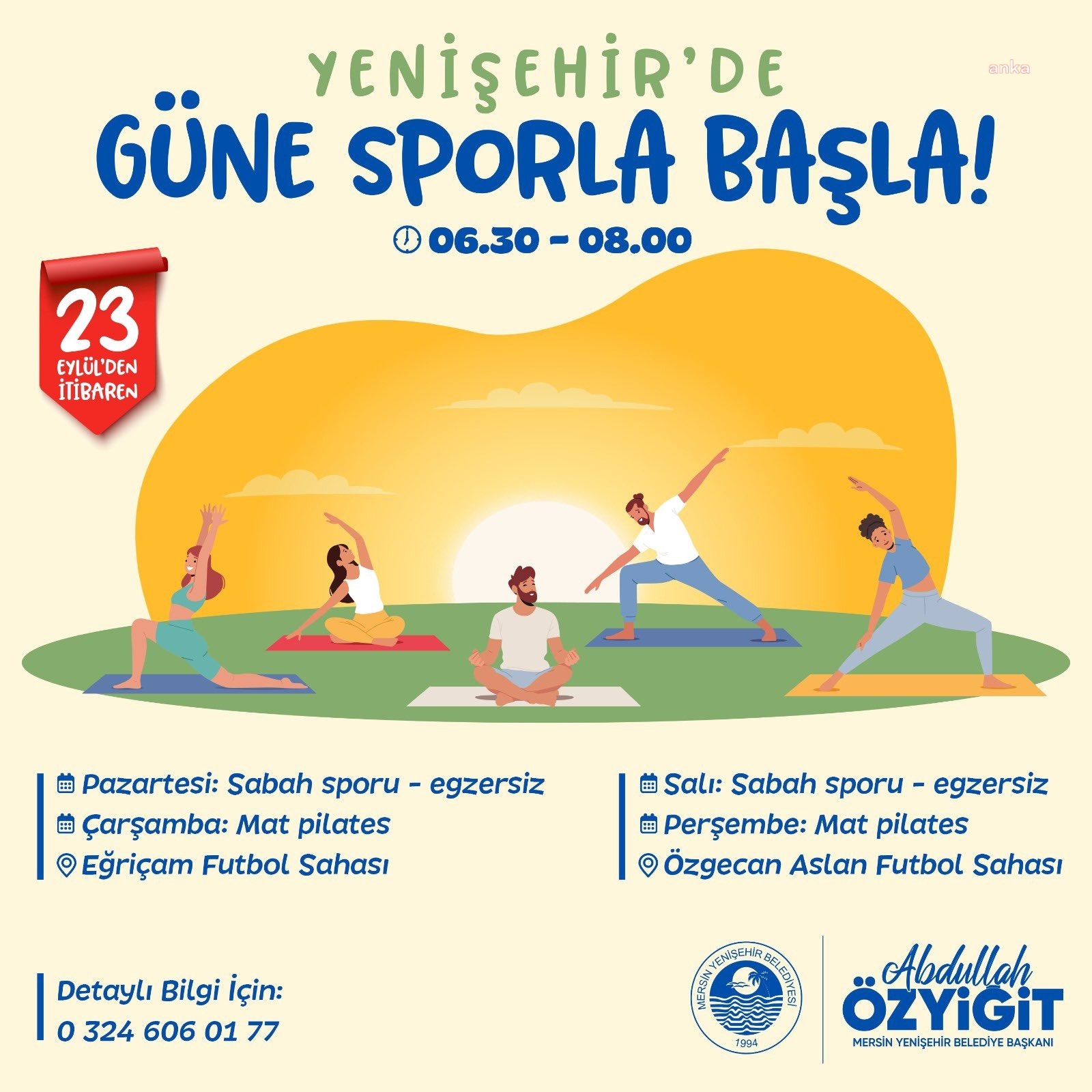 Yenişehir Belediyesi'nin sabah sporu ve mat pilates etkinlikleri başlıyor