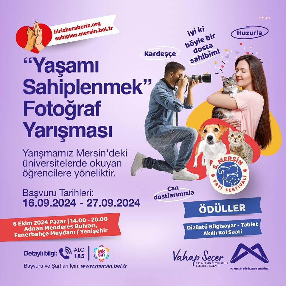 Mersin Büyükşehir'in düzenlediği Patifest, bu yıl “Yaşamı Sahiplen, Destek Büyükşehir’den” mottosuyla yapılacak
