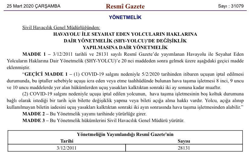 YOLCULARIN ÜCRET İADELERİ ERTELENDİ