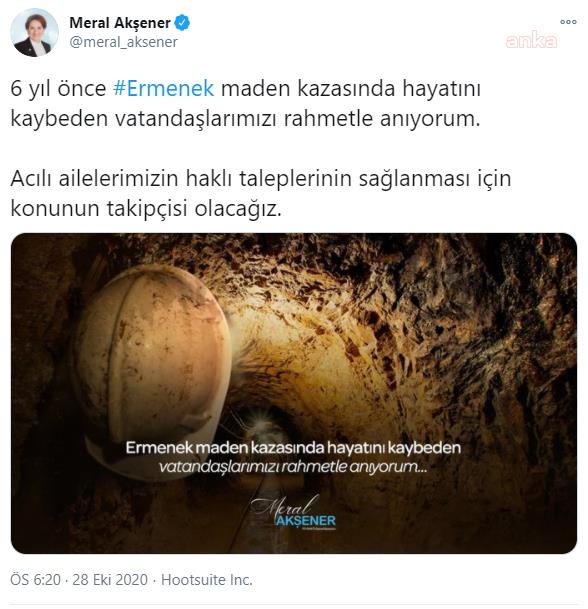 AKŞENER, ERMENEK MADEN FACİASINDA HAYATINI KAYBEDEN 18 İŞÇİYİ ANDI