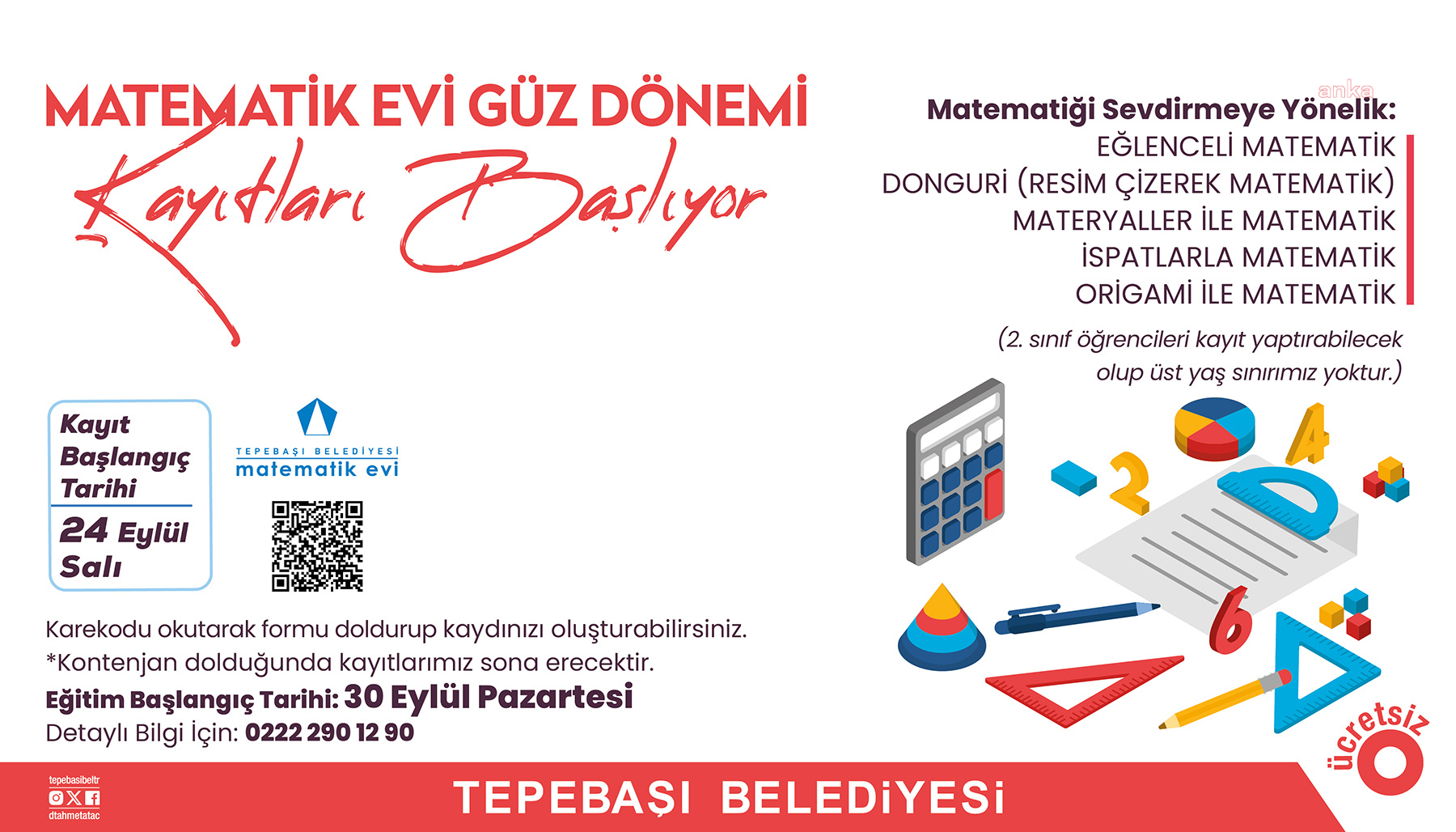Tepebaşı’nda Matematik Evi güz dönemi kayıtları başlıyor