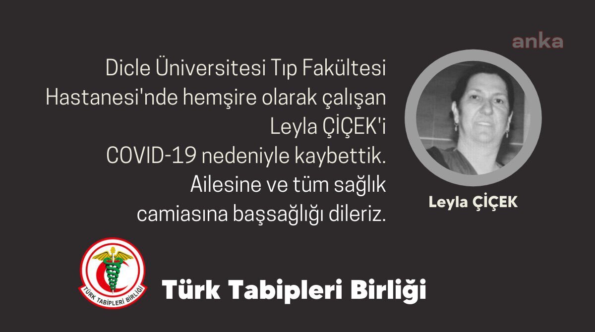 DİYARBAKIR'DA HEMŞİRE LEYLA ÇİÇEK KORONAVİRÜS NEDENİYLE YAŞAMINI YİTİRDİ