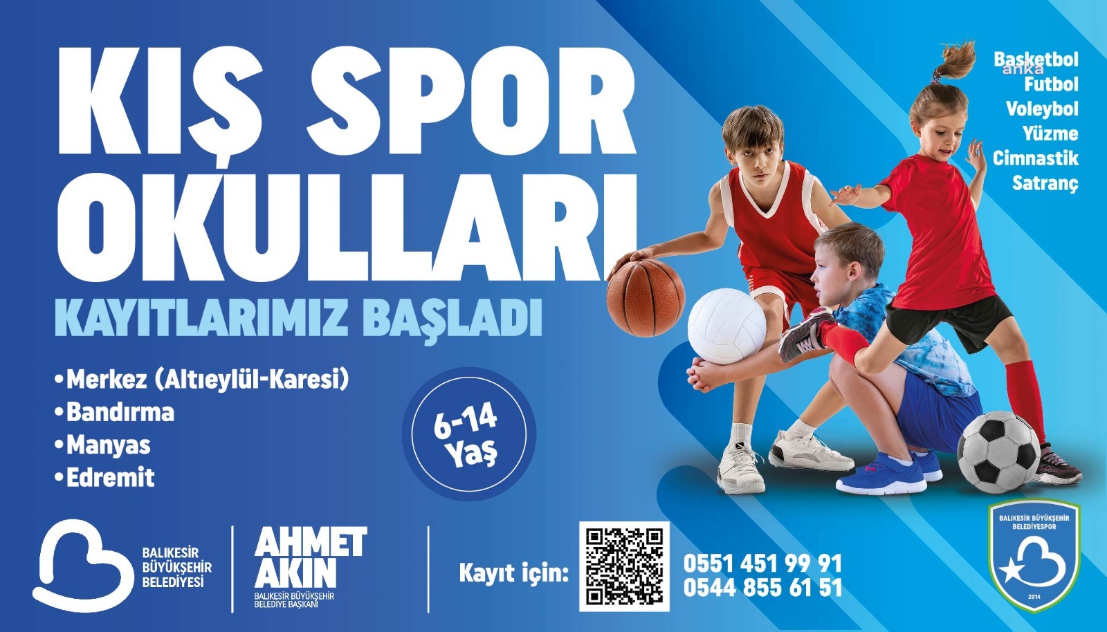 Balıkesir Büyükşehir Belediyesi’nin Kış Spor Okulları için kayıtlar başladı