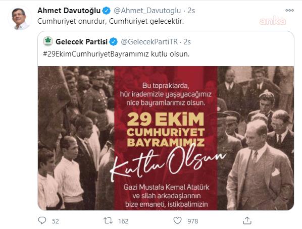 DAVUTOĞLU: "CUMHURİYET ONURDUR, CUMHURİYET GELECEKTİR"