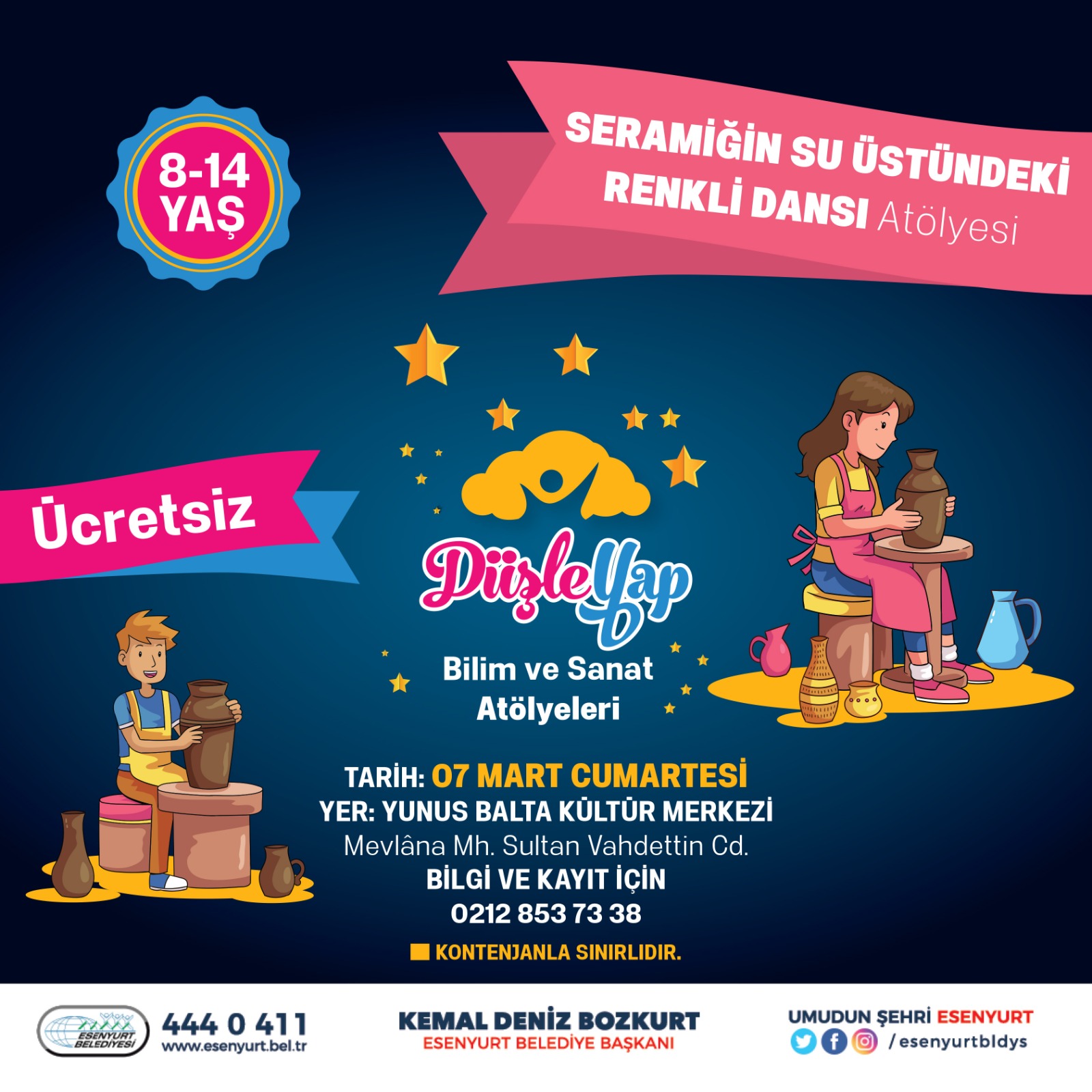 ESENYURT'TA BİLİM VE SANAT ATÖLYELERİ KAYITLARI BAŞLADI