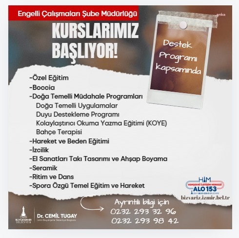 İzmir'de engelli yurttaşlar için kurs dönemi başlıyor