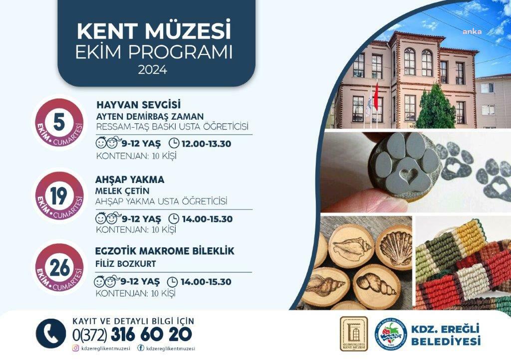 Karadeniz Ereğli Belediyesi Kent Müzesi ekim ayı atölye programı açıklandı