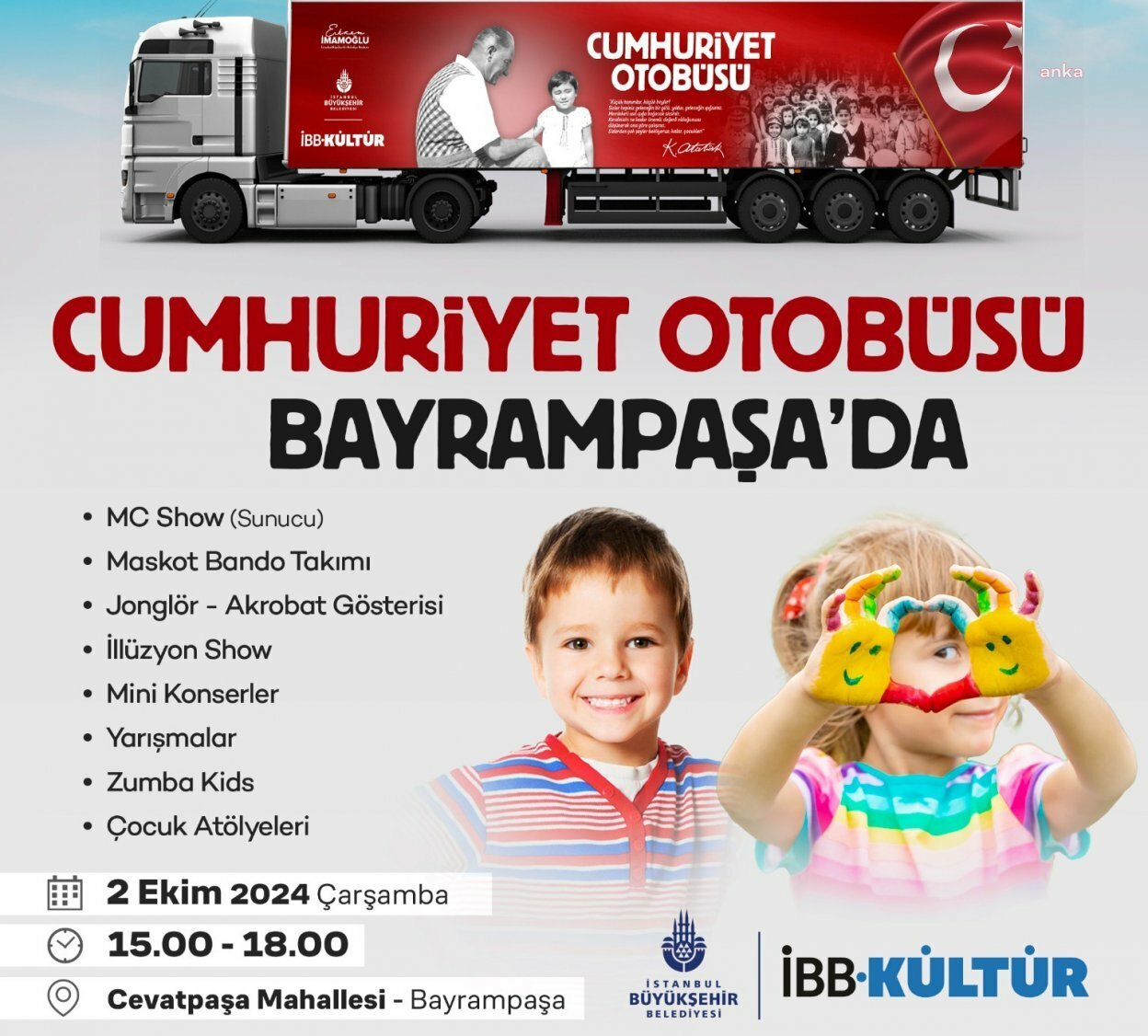 İBB’nin Cumhuriyet Otobüsü yeniden Bayrampaşa’da