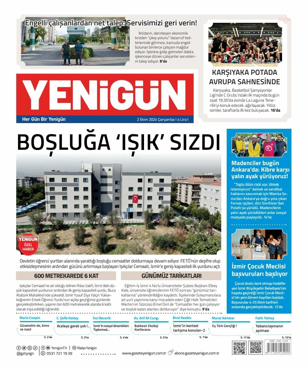 TGS'den İzmir'den yayımlanan bir gazetenin birinci sayfasının matbaa tarafından sansürlenlenmesine tepki