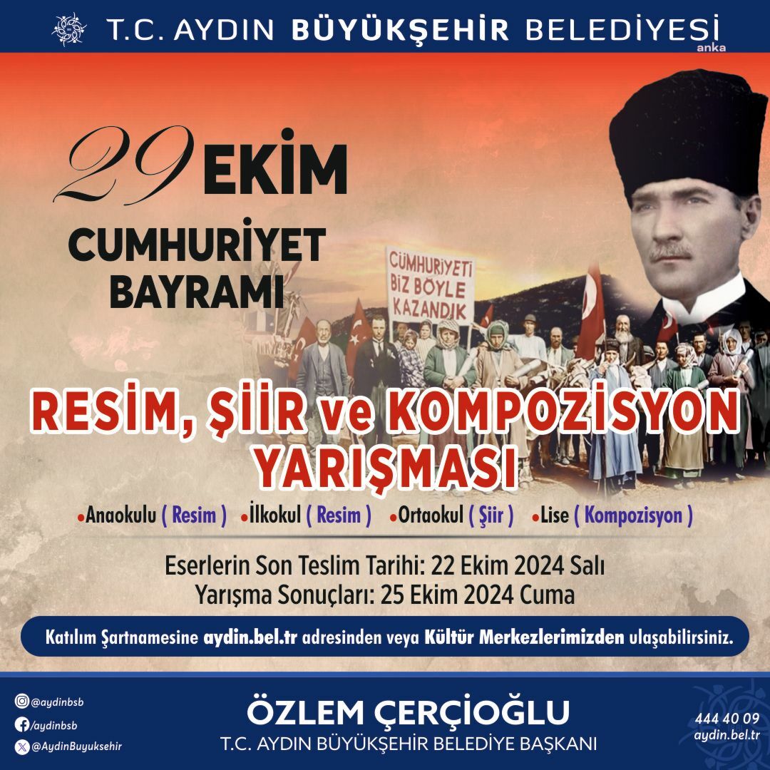 Aydın Büyükşehir Belediyesi’nden 29 Ekim Cumhuriyet Bayramı’na özel yarışma