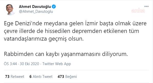 DAVUTOĞLU: "RABBİMDEN CAN KAYBI YAŞANMAMASINI DİLİYORUM"