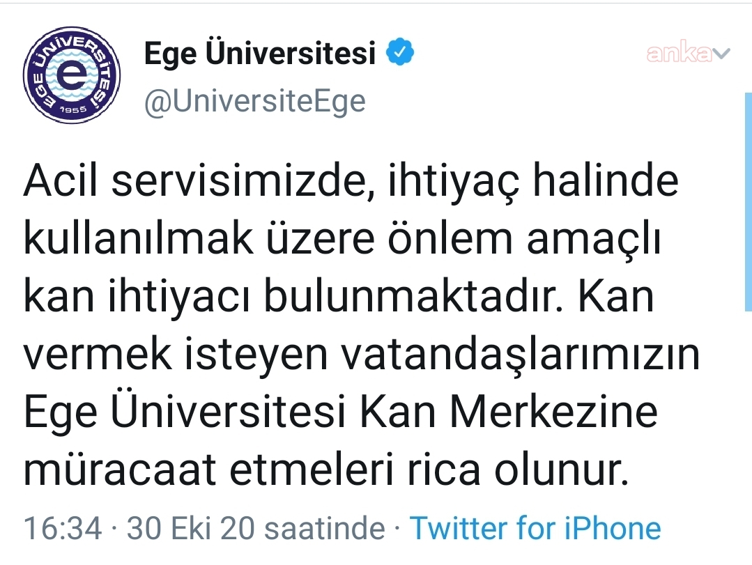 EGE ÜNİVERSİTESİ'NDEN KAN BAĞIŞI ÇAĞRISI