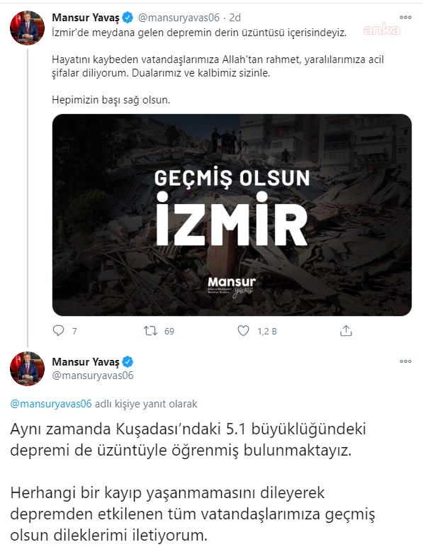 ANKARA BÜYÜKŞEHİR BELEDİYE BAŞKANI YAVAŞ: DUALARIMIZ VE KALBİMİZ SİZİNLE