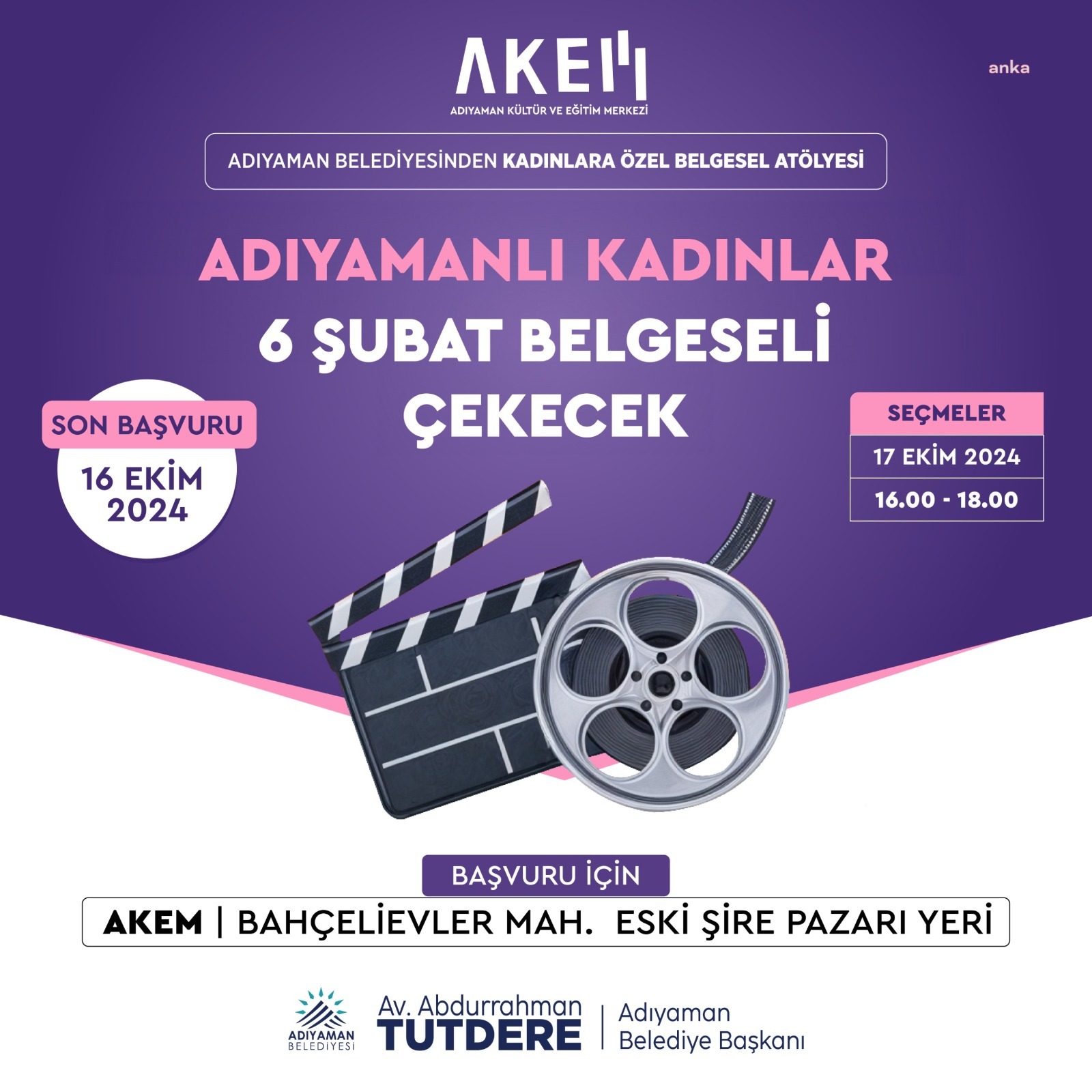 Adıyaman Belediyesi'nden kadınlara yönelik belgesel atölyesi