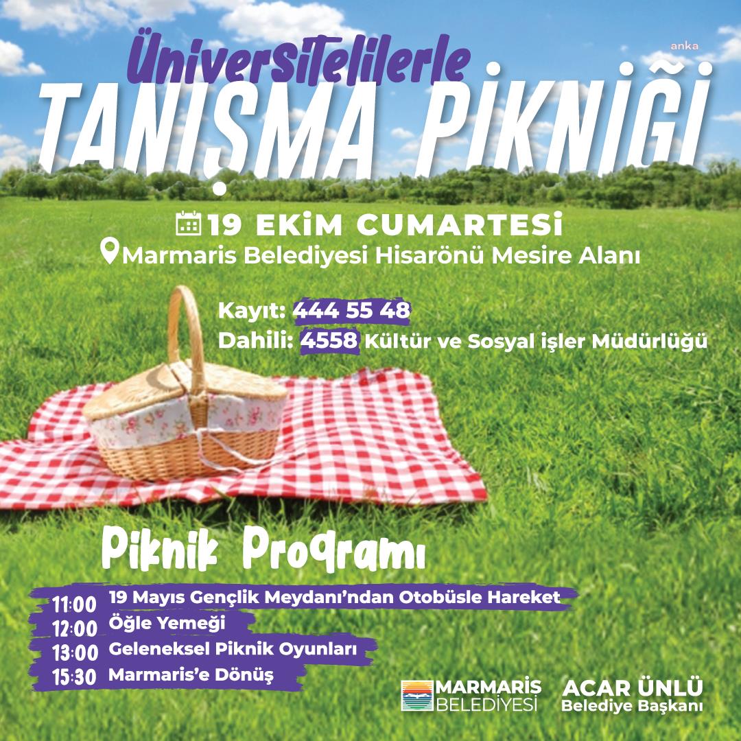 Marmaris Belediyesi'nden üniversite öğrencilerine tanışma pikniği