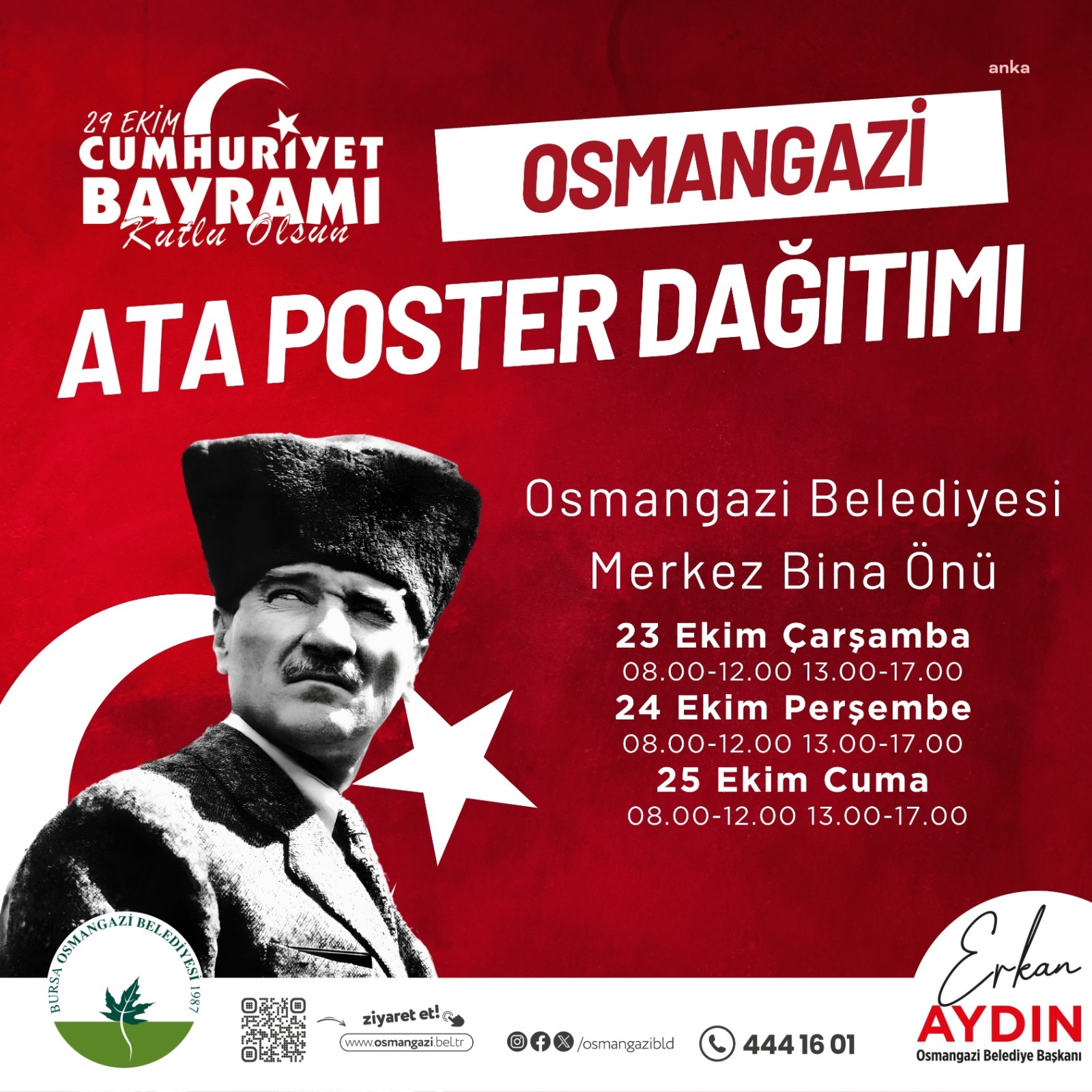 Osmangazi Belediyesi, Atatürk posteri dağıtacak
