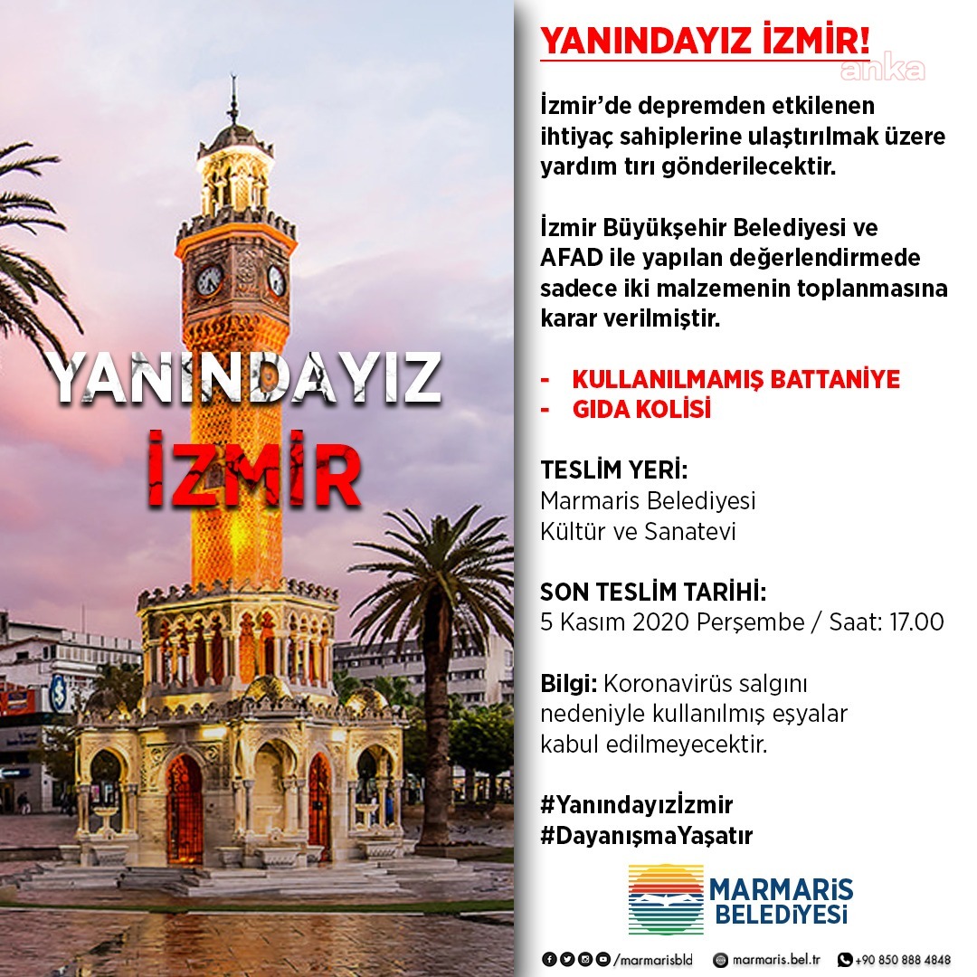 MARMARİS’TEN İZMİR’E YARDIM ELİ