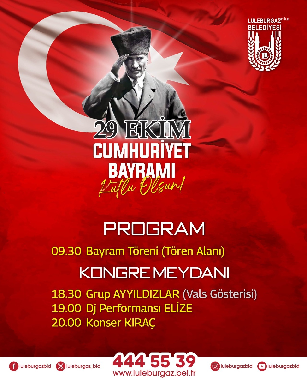 Lüleburgaz'da Cumhuriyetin 101’inci yılı coşkuyla kutlanacak