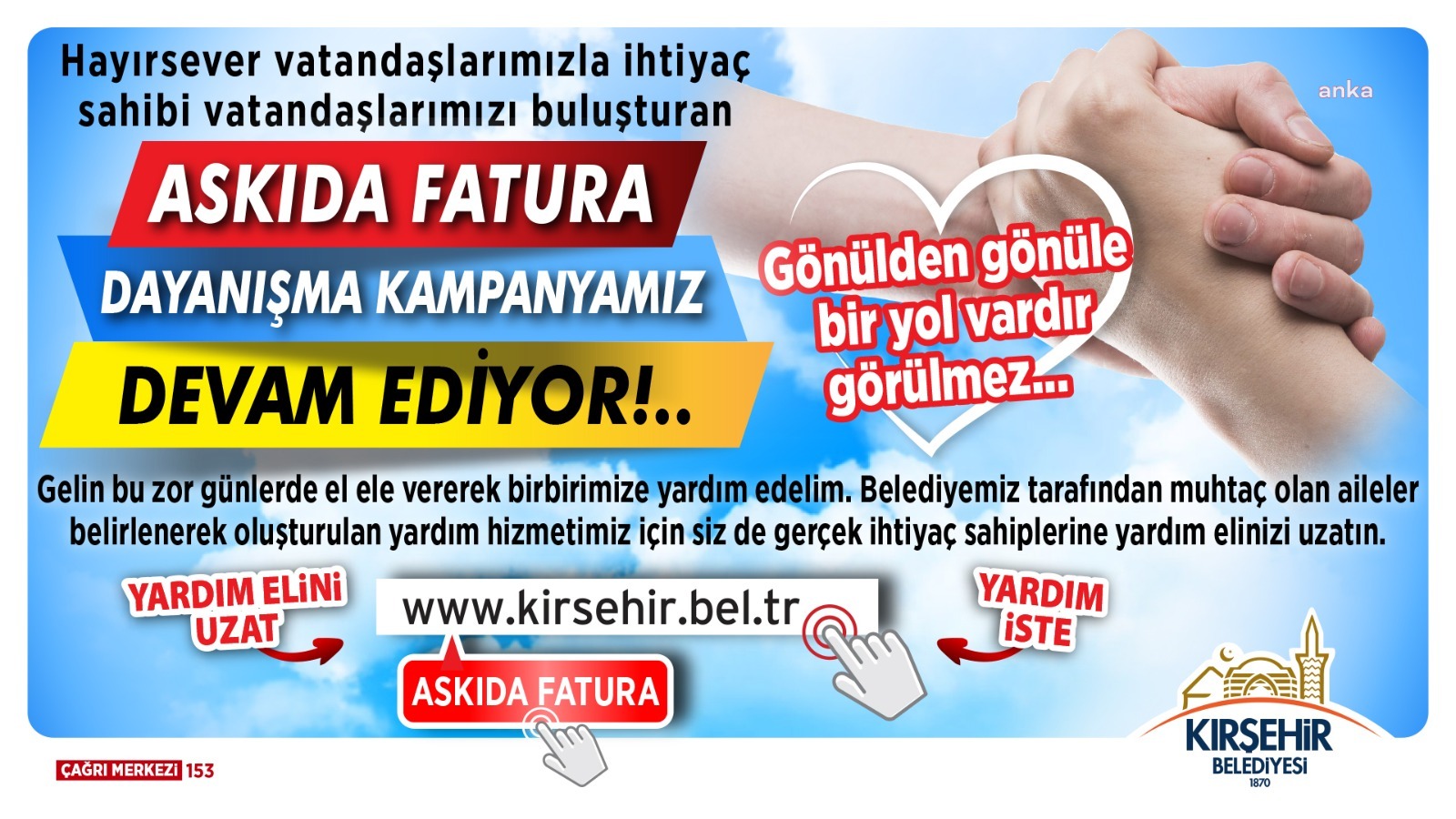 Kırşehir Belediyesi'nin başlattığı "Askıda Fatura" uygulaması devam ediyor