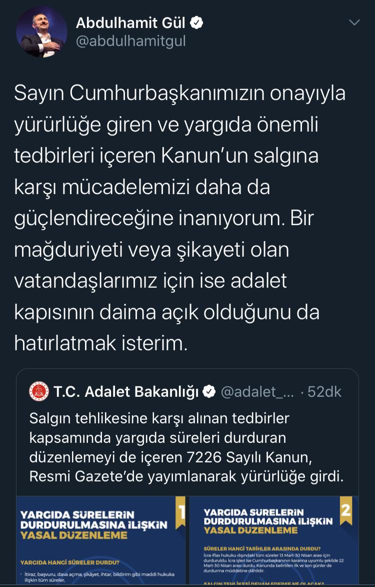 BAKAN GÜL: ŞİKAYETİ OLANLAR İÇİN ADALET KAPISI DAİMA AÇIK