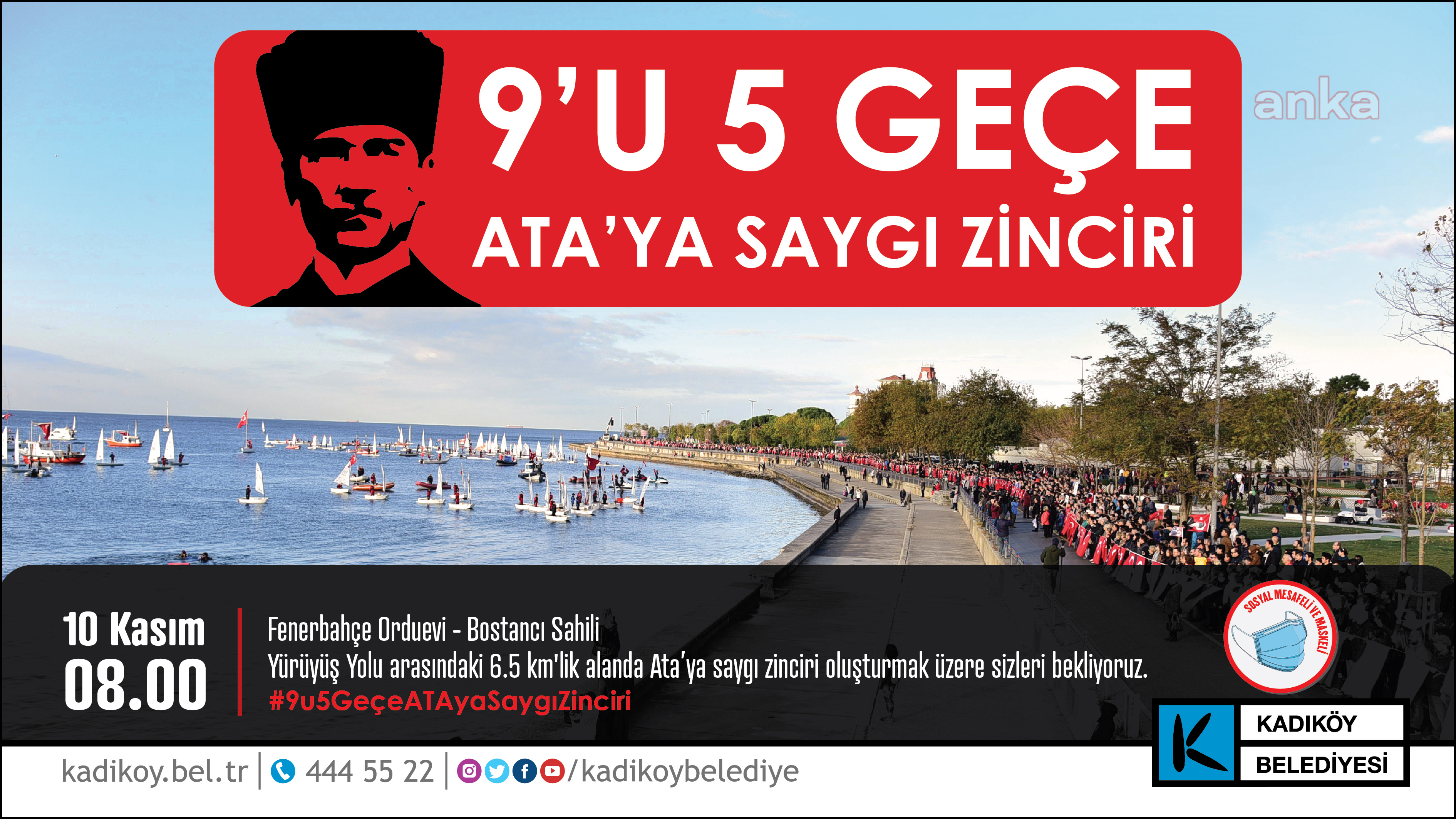 KADIKÖY BELEDİYESİ'NDEN 10 KASIM’DA ‘SOSYAL MESAFELİ’ ATA’YA SAYGI ZİNCİRİ