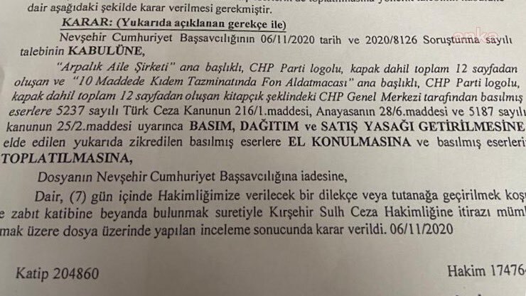 CHP'NİN İKİ KİTABINA NEVŞEHİR'DE MAHKEME KARARIYLA YASAK GETİRİLDİ, POLİS PARTİ BİNASINA GİDEREK KİTAPÇIKLARA EL KOYDU
