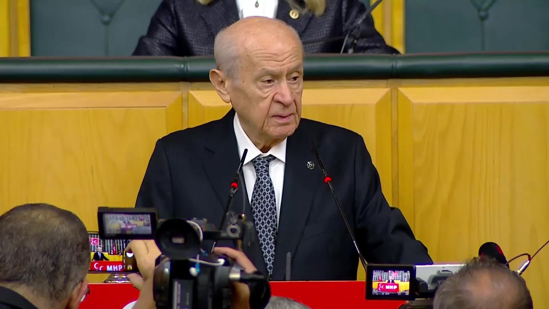 MHP grup toplantısı... Bahçeli: “Biden’ın, Cumhurbaşkanımızı seçimle değiştirip devirme planları şimdi tuzla buz olmuştur”